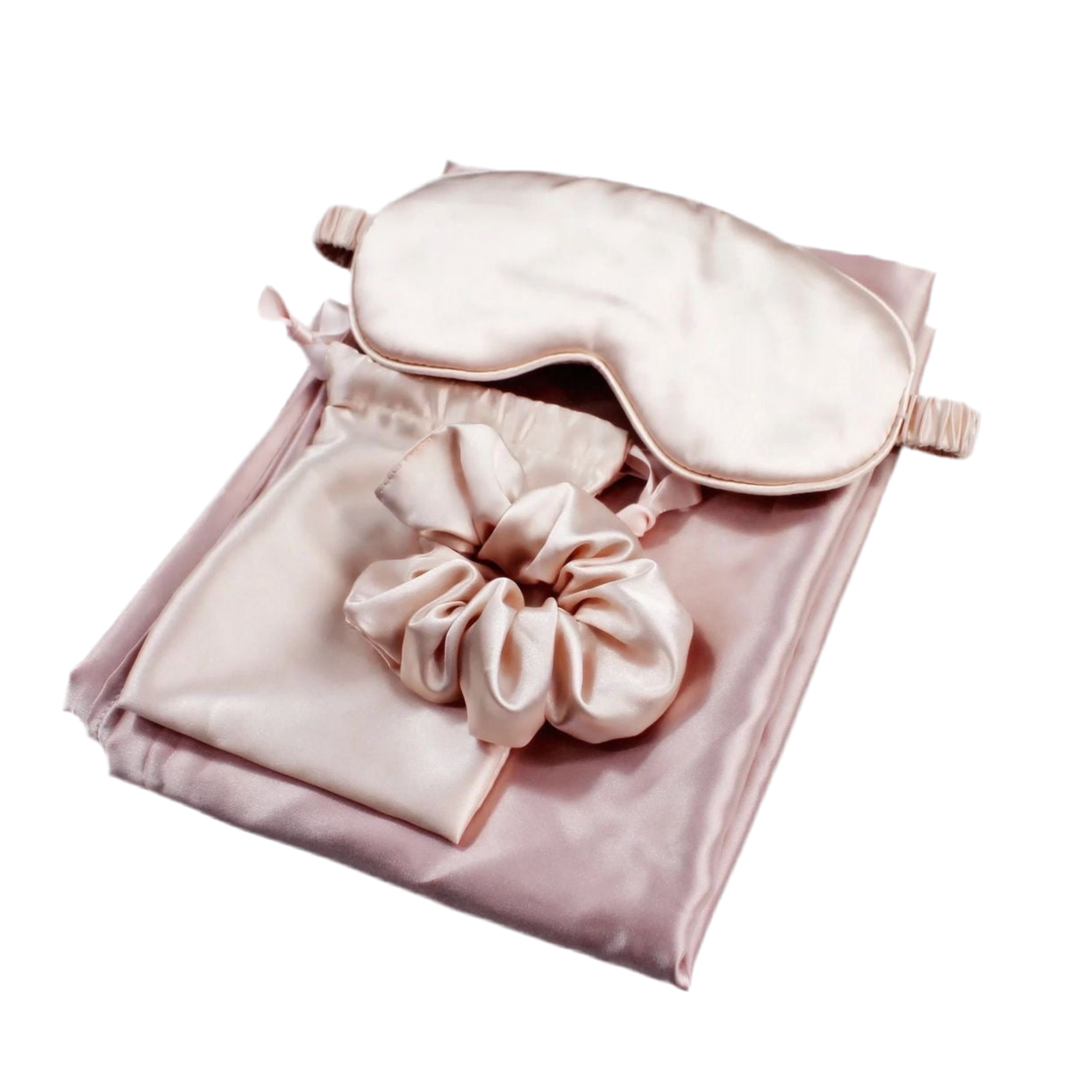 Mulberry-silkkityynyliina-lahjaset, silmänaamio, tyynyliina ja scrunchie        Mulberry Silk Pillowcase Gift Set, Eye Mask, Pillowcase, and Scrunchie